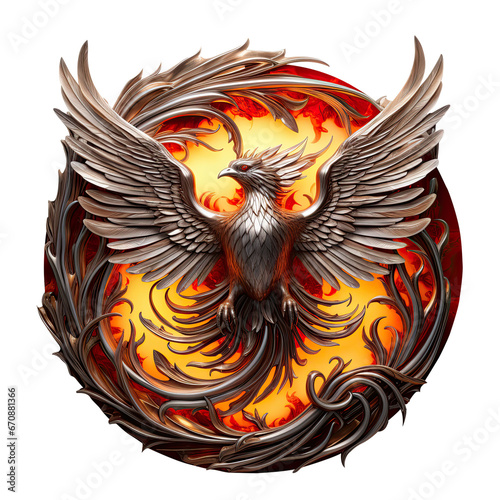 Mythical phoenix bird emerging from the flames, symbolizing rebirth, Phoenix character, generative ai.