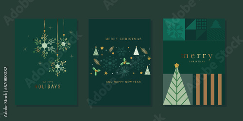 Happy Holidays, season's greetings and new year vector template with Christmas element decoration