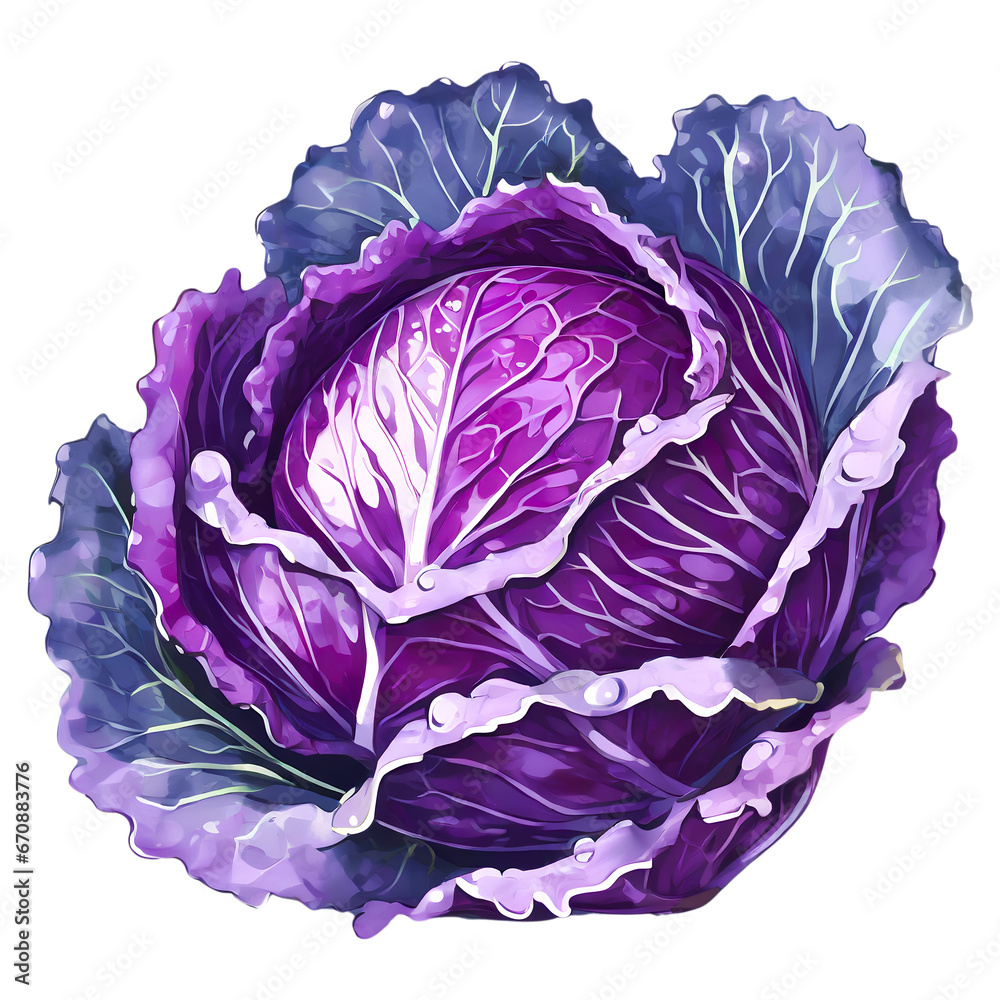 Obraz premium red cabbage vegetable isolated on white background
