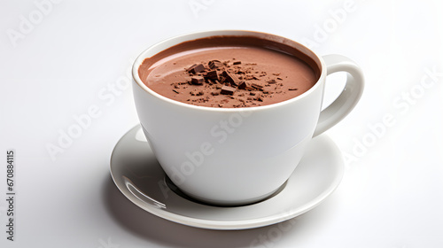 Hot chocolate cup in white background