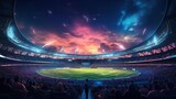 Stadium of cricket night, Bright color.