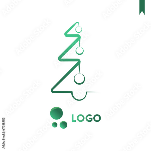 christmas tree with toys, christmas tree logo, green and coniferous tree