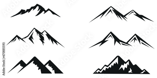 mountain silhouette , set of black rocky mountain silhouette. bundle vector.