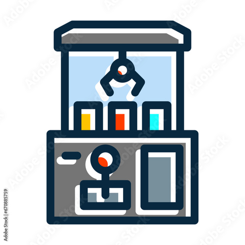 Claw Machine Vector Thick Line Filled Dark Colors