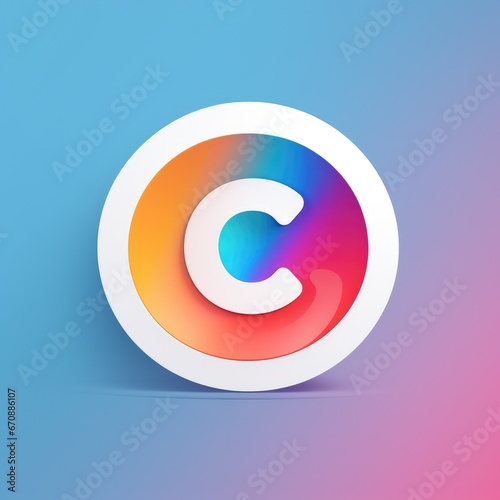 letter C app icon logo, 3D icon