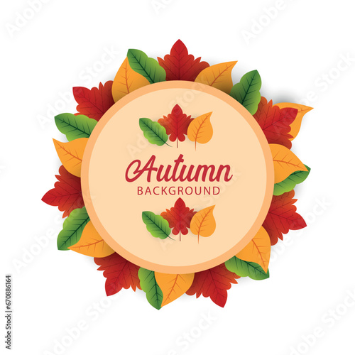 Card with autumn leaves and plants. Design for advertising booklets, banners, flayers, cards