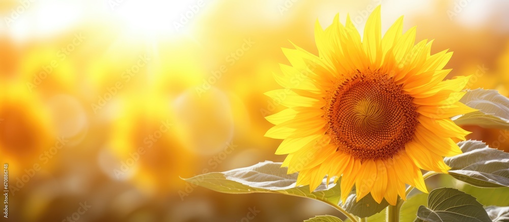 Fototapeta premium Gorgeous sunflower gleams in sunlight
