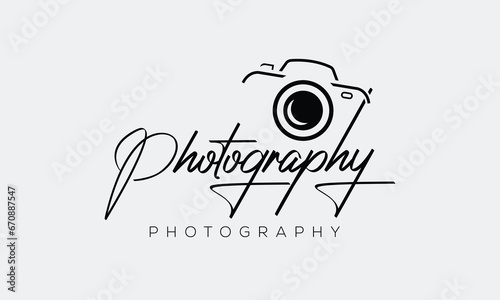 camera logo, modern photography signature logo icon vector