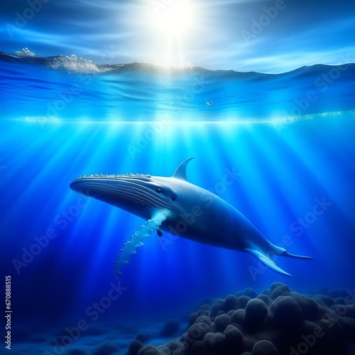 Big whale underwater.