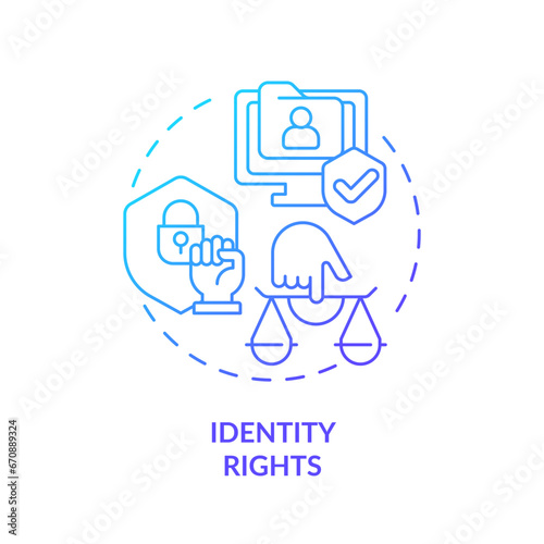 2D gradient identity rights icon, simple isolated vector, cyber law thin line illustration.