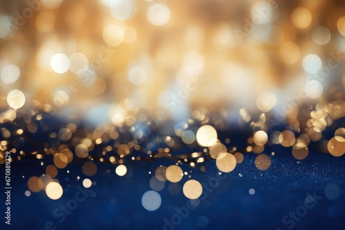 Blue and gold Abstract background and bokeh on New Year s Eve 