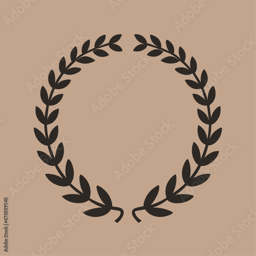 Set black laurel wreath round frame icon vector silhouette fit for awards, winner, trophies, branches, foliate or leaves circle badge