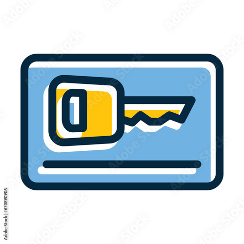 Card Key Vector Thick Line Filled Dark Colors