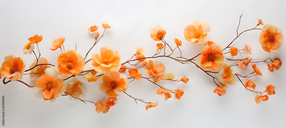 Beautiful orange flowers on a white background. Floral background.