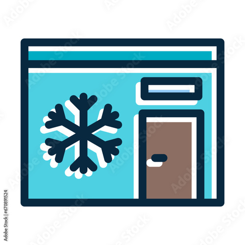 Cold Room Vector Thick Line Filled Dark Colors
