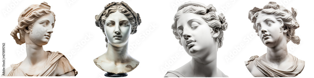 Marble woman head, on white background