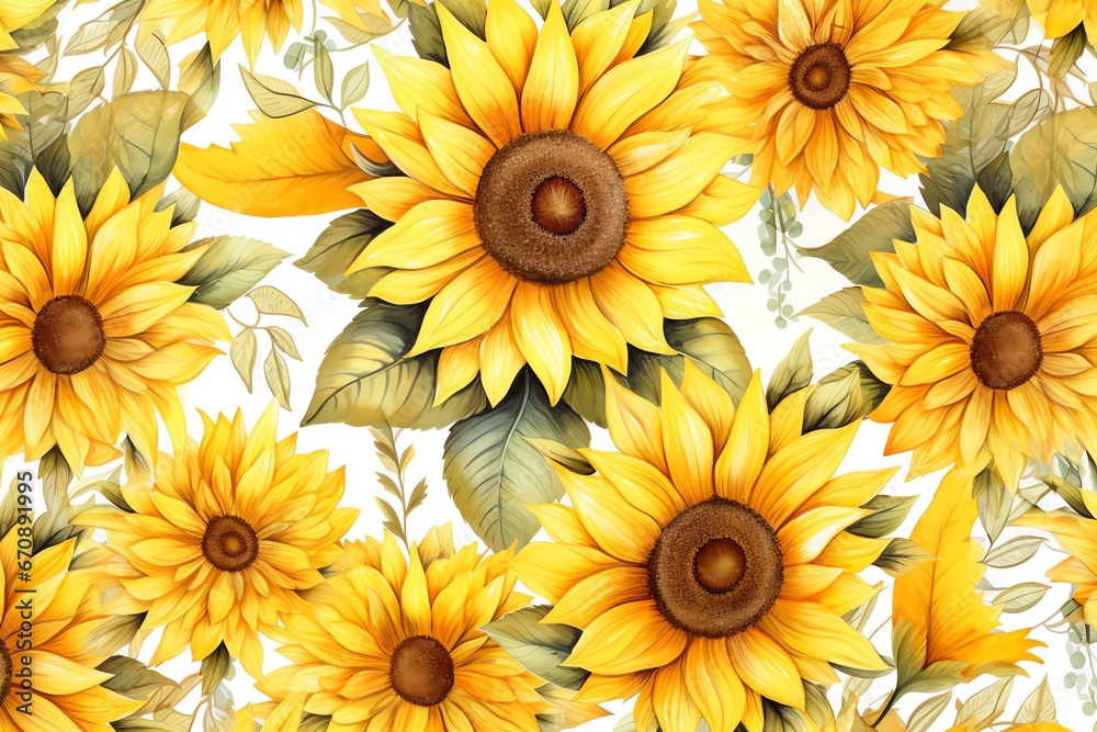 Watercolor sunflower background Watercolor sunflower background