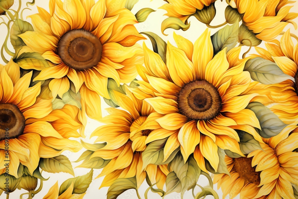 Watercolor sunflower background Watercolor sunflower background