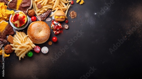 Fastfood. Junkfood. copyspace and top view for background.
