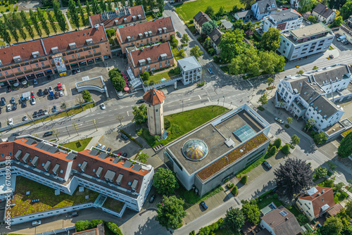 Gersthofen bei Augsburg im Luftbild, das Ballonmuseum von oben