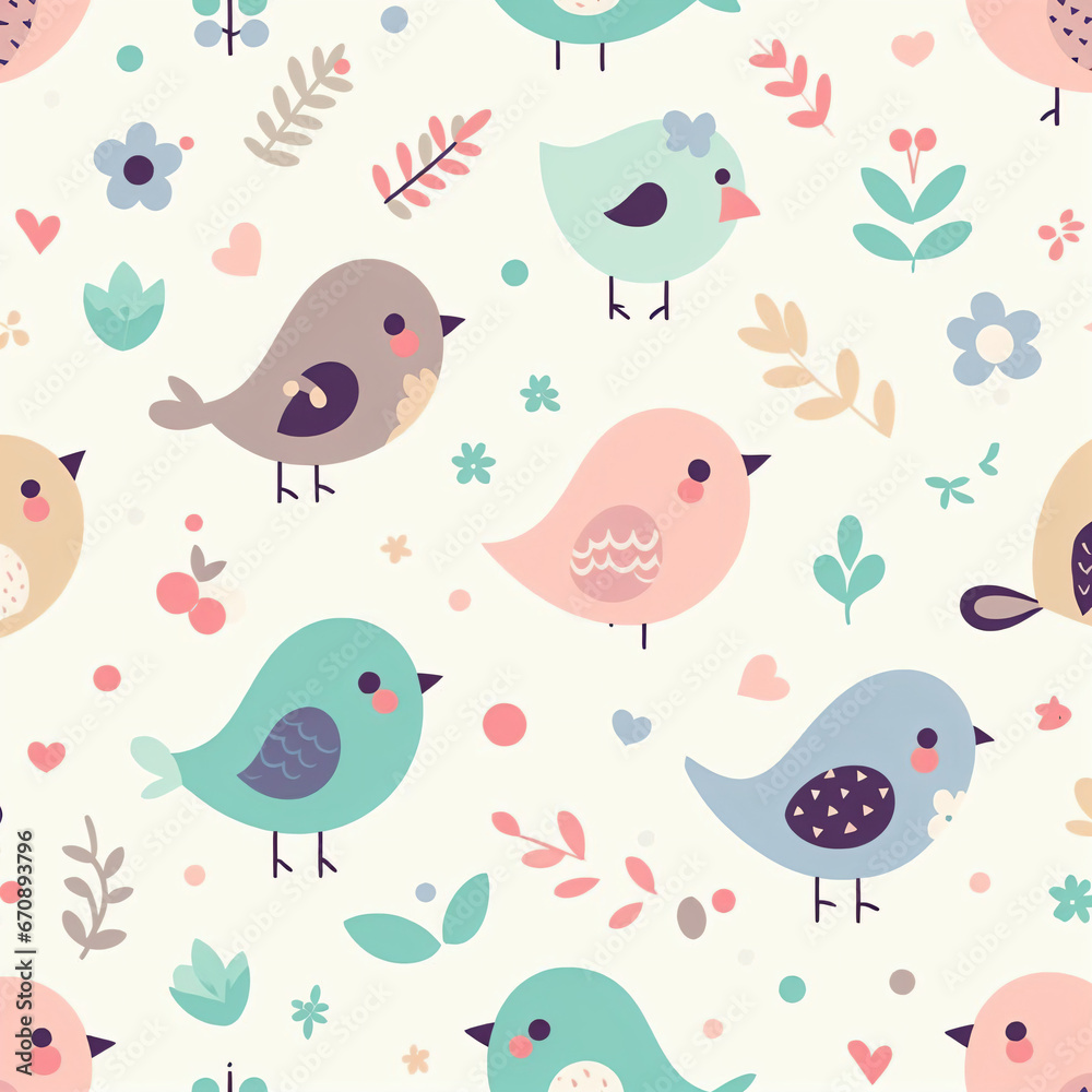 seamless pattern with birds - Generative AI