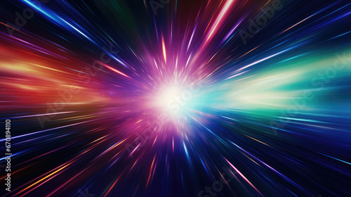Naklejka Light speed hyperspace warp background.