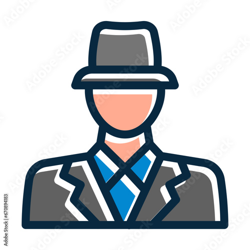Stockbroker Vector Thick Line Filled Dark Colors
