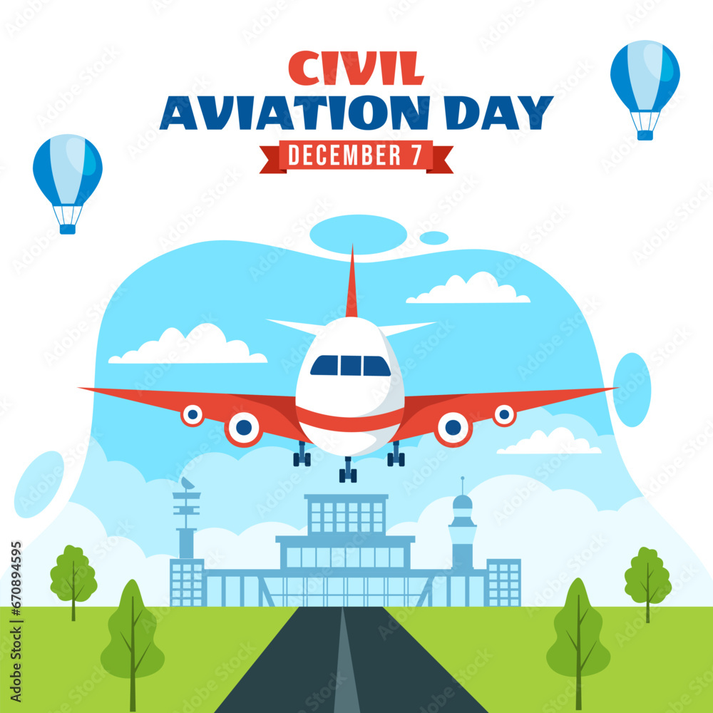 Civil Aviation Day Social Media Illustration Flat Cartoon Hand Drawn Templates Background
