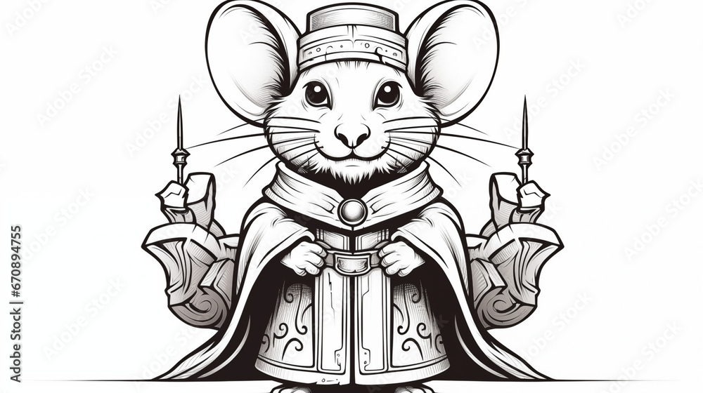 Mouse King in a Classical Christmas Children's Book Coloring Page