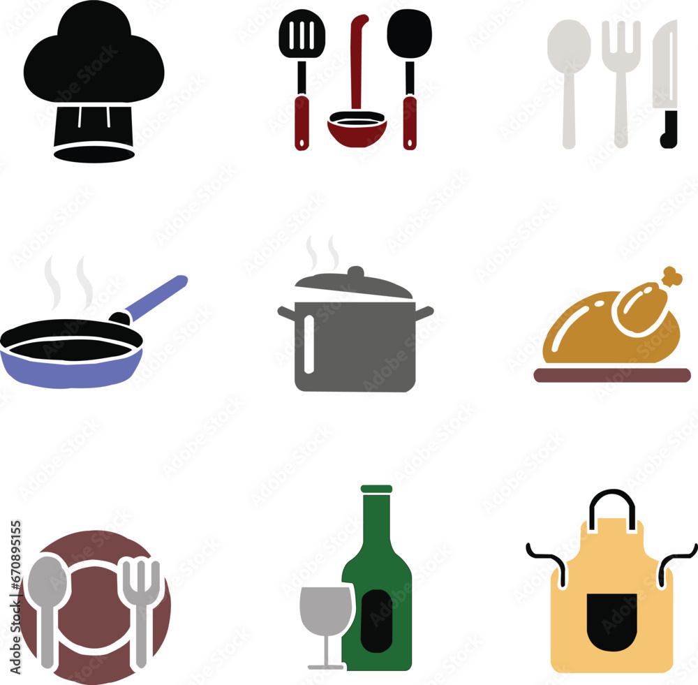 cooking icons set cooking icons set