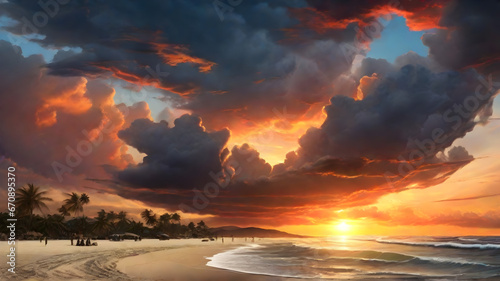 Beautiful Dreamy Sunrise in Beach - Tranquil Coastal Beauty at Dawn