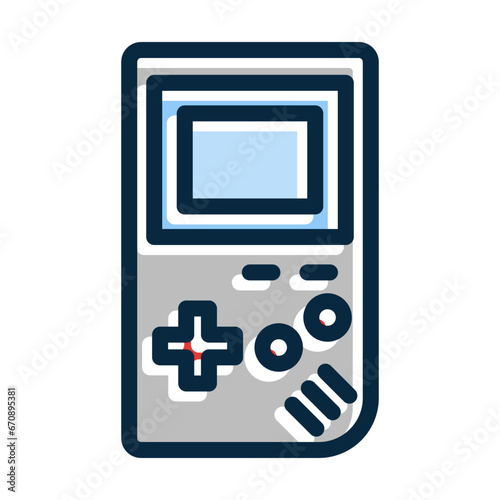 Game Boy Vector Thick Line Filled Dark Colors