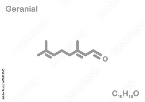 Geranial. Simplified structural formula.