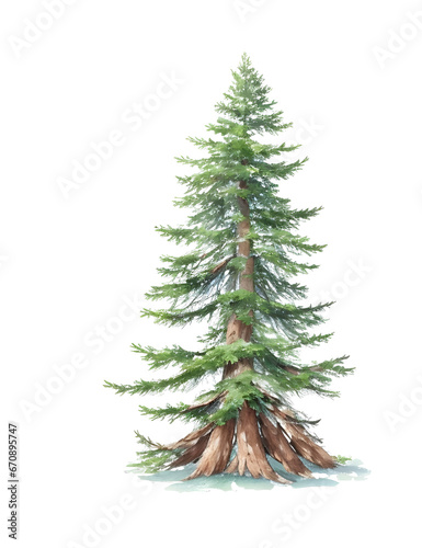 Pine tree watercolor  © nuiiko
