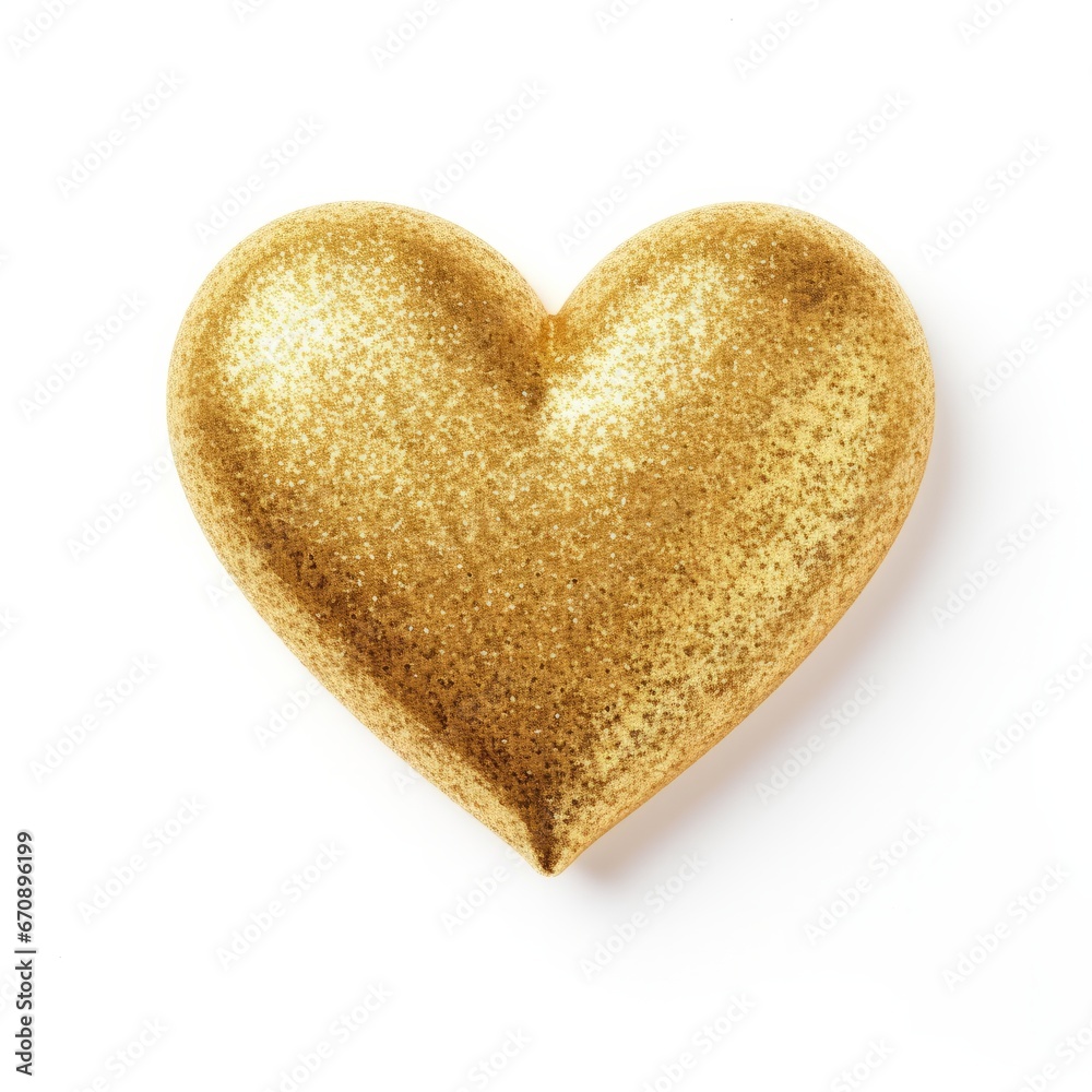 Golden glitter heart isolated