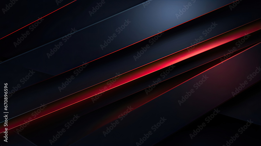 elegant abstract background Minimalist black and red curved line shapes created with Generative AI Technology - obrazy, fototapety, plakaty 