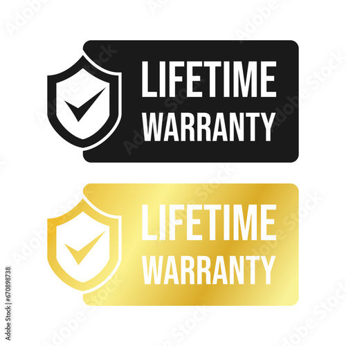 Golden banner lifetime warranty. Lifetime Warranty label, sticker, seal, badge, icon, logo, signflat vector illustration