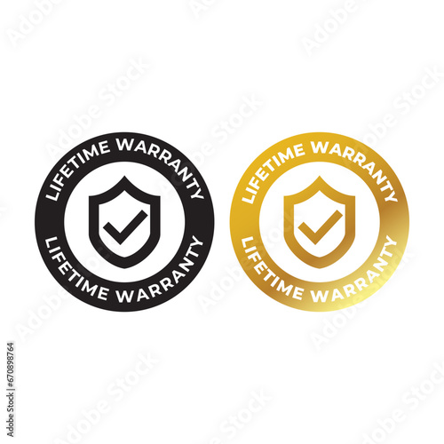 Golden banner lifetime warranty. Lifetime Warranty label, sticker, seal, badge, icon, logo, signflat vector illustration