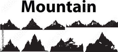 mountains are silhouetted in different sizes with the words mountain