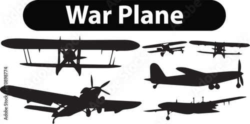 the different silhouettes of airplanes are shown in this image