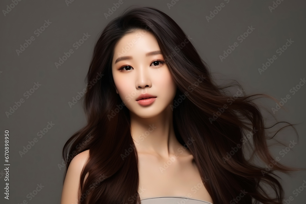 Beautiful young Asian woman with clean fresh skin on dark background, Face care, Facial treatment, Cosmetology, beauty and spa, Asian women portrait. Beautiful young Asian woman with clean fresh skin on dark background, Face care, Facial treatment, Cosmetology, beauty and spa, Asian women portrait.