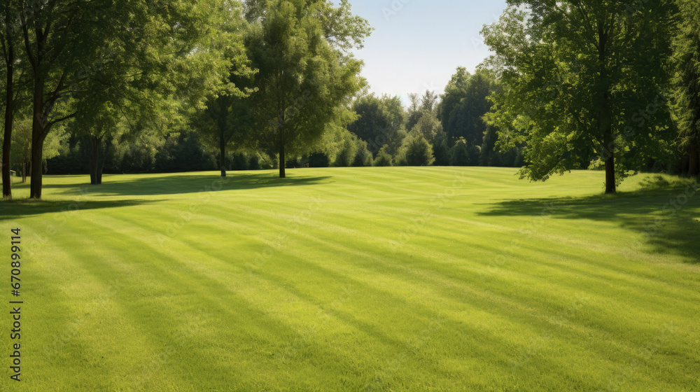 plot of golf course land with a freshly mowed lawn against a backdrop of a tree lined landscape plot of golf course land with a freshly mowed lawn against a backdrop of a tree lined landscape