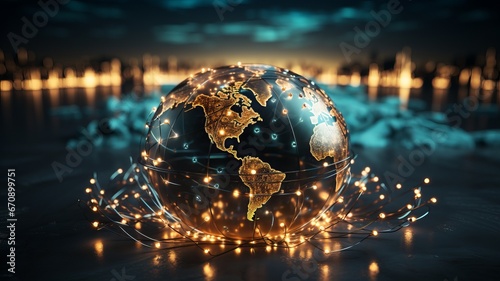 World with network connections. Communication occurs via various technologies such as Wi-Fi, cellular, Bluetooth, Ethernet and more. These technologies enable the exchange of data in real time.