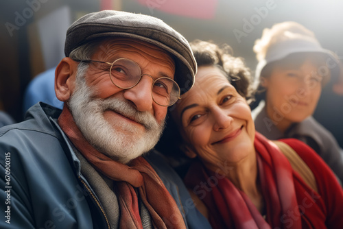 Man and woman are smiling for the camera while wearing glasses. © Yuliia