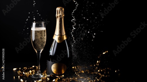 New year celebration party concept background. Champagne celebration greeting card.