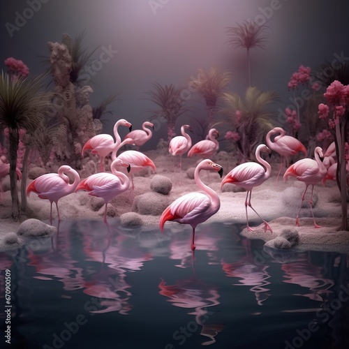 Flamboyant Flamingos  A Dance of Grace and Beauty in the Wetlands