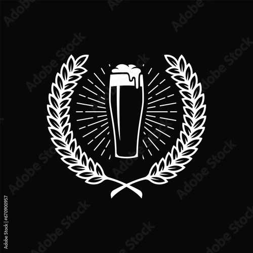 beer glass with barley logo vector icon illustration