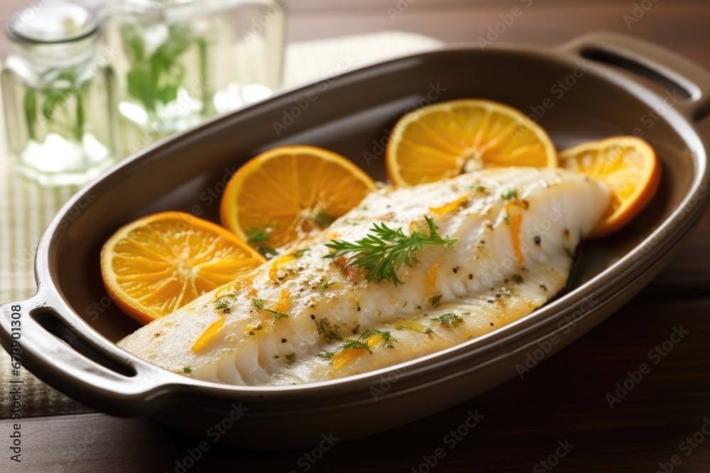 pan-seared citrus marinated fish fillet