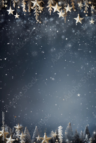 Chistmas ornaments over blur  background with copy space for text, Invitation card template