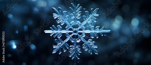 A model of a crystal clear snowflake in a black background 3 photo